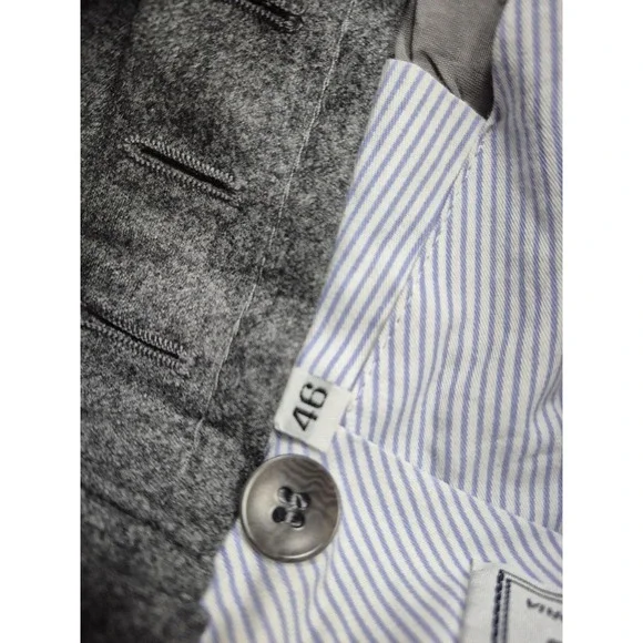 Rota Pantaloni Pants Mens 31x29 Gray Wool Flannel Flat Front Cuffed Italy 46